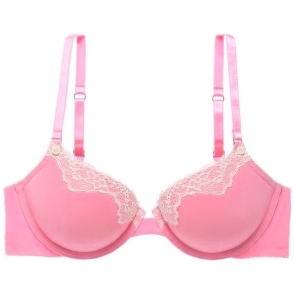 Aerie Harper Pink with White Lace Bra - Picture 1 of 5